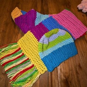 Hand crochet kid set, bea Show mennie and long skarf Set the 80 inches